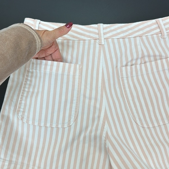 Gap Hi Rise Seafar Shifting Sand Shorts Sz 10 Striped Button Fly Patch Pockets - Picture 4 of 12